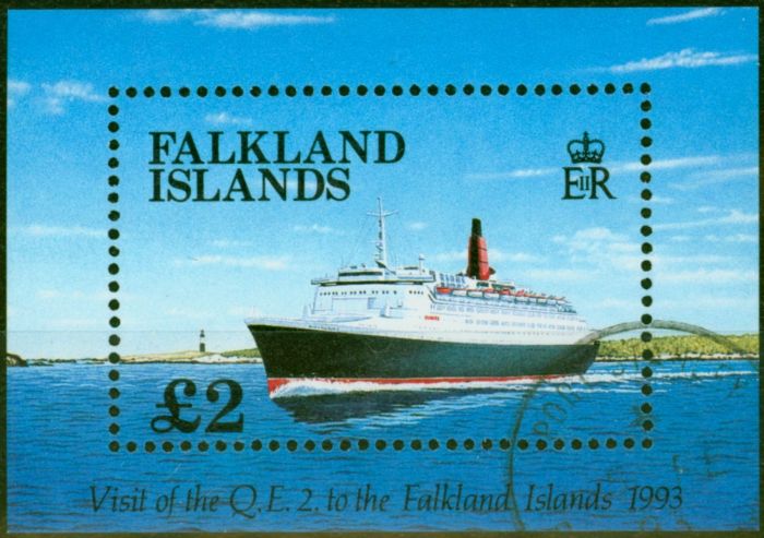 Collectible Postage Stamp from Falkland Islands 1993 Queen Elizabeth 2 Liner SGMS675 V.F.U