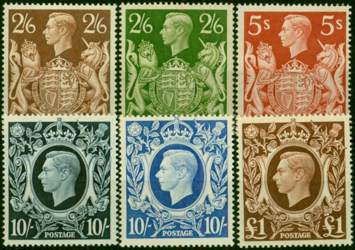 GB 1939-48 Set of 6 SG476-478c Fine MNH. King George VI (1936-1952) Mint Stamps