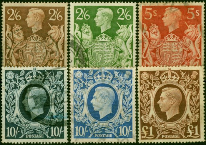GB 1939-48 Set of 6 SG476-478c Fine Used (2). King George VI (1936-1952) Used Stamps