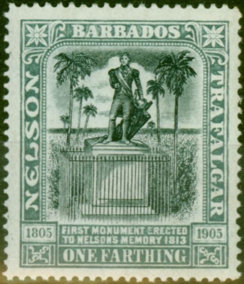 Rare Postage Stamp Barbados 1906 1/4d Black & Grey SG145 Fine LMM