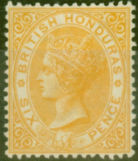 Collectible Postage Stamp from British Honduras 1885 6d Yellow SG21 Fine & Fresh Mtd Mint