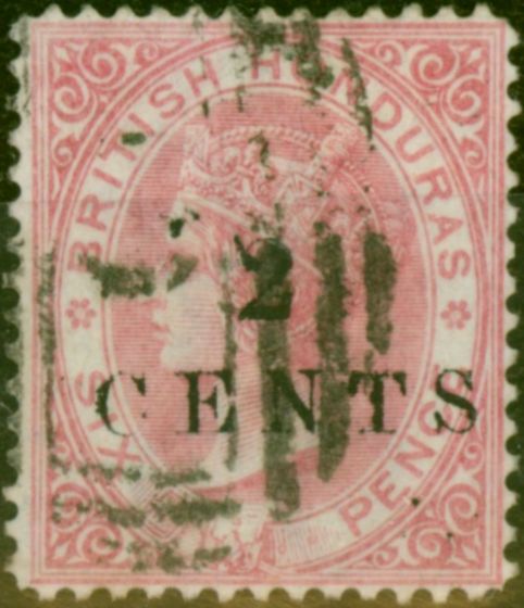 Valuable Postage Stamp British Honduras 1888 2c on 6d Rose SG25 Fine Used (2)