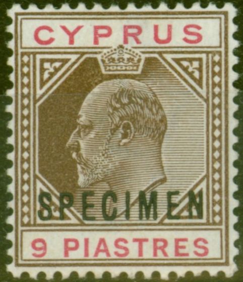 Collectible Postage Stamp from Cyprus 1904 9pi Brown & Carmine Specimen SG56s Fine & Fresh Lightly Mtd Mint