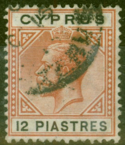 Valuable Postage Stamp from Cyprus 1913 12pi Chestnut & Black SG82 Fine Used