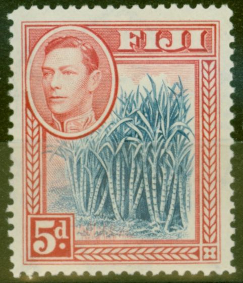Valuable Postage Stamp from Fiji 1938 5d Blue & Scarlet SG258 Fine Lightly Mtd Mint