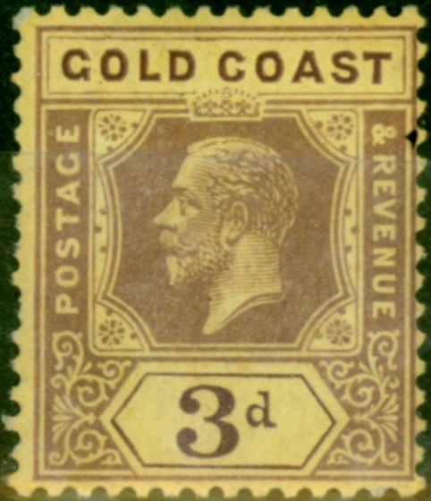Collectible Postage Stamp Gold Coast 1921 3d Die II on Pale Yellow SG77e Fine MM