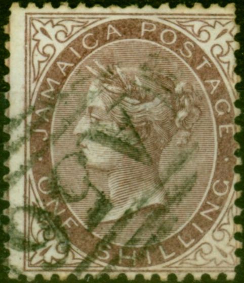Rare Postage Stamp from Jamaica 1862 1s Purple-Brown SG6a Good Used