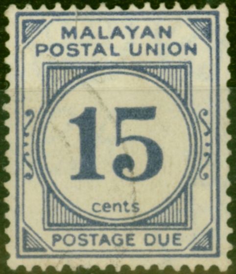 Old Postage Stamp from Malaya 1945 15c Pale Ultramarine SGD12 Fine Used