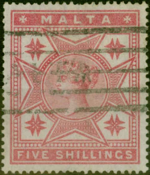 Collectible Postage Stamp Malta 1886 5s Rose SG30 Good Used