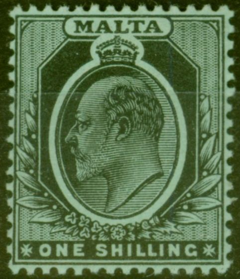 Old Postage Stamp from Malta 1911 1s Black-Green SG62 V.F Very Lightly Mtd Mint