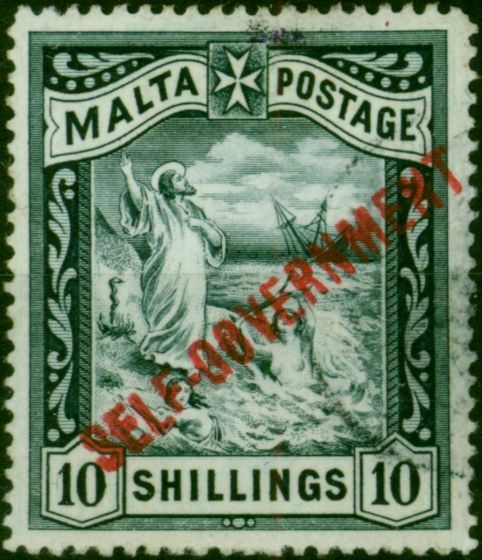Malta 1922 10s Blue-Black SG105 Fine Used . King George V (1910-1936) Used Stamps