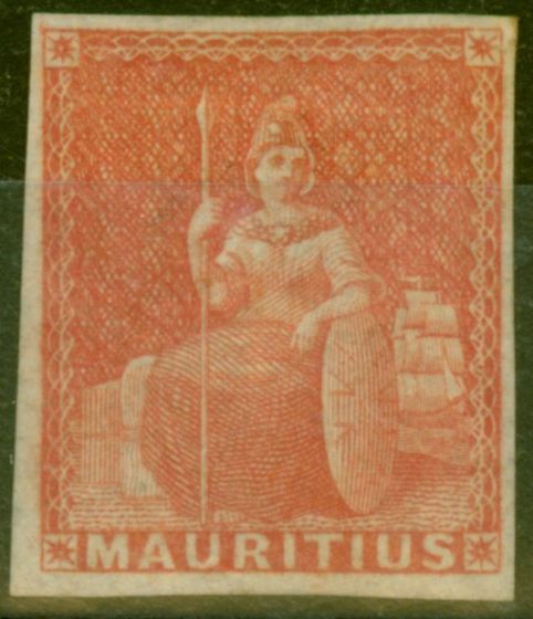 Rare Postage Stamp from Mauritius 1858 (6d) Vermilion SG28 Fine & Fresh Mtd Mint
