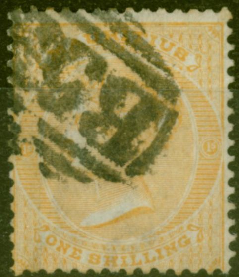 Rare Postage Stamp from Mauritius 1863 1s Yellow SG68 Good Used