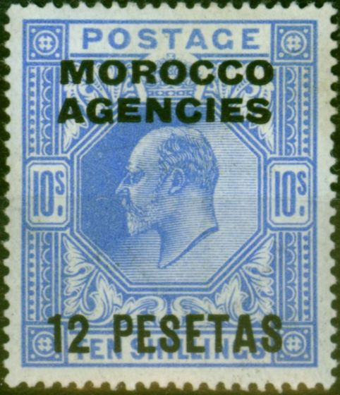 Valuable Postage Stamp Morocco Agencies 1907 12p on 10s Ultramarine SG123 Fine VLMM