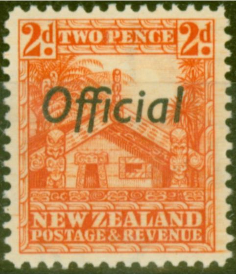 Rare Postage Stamp from New Zealand 1938 2d Orange SG0123c P.14 V.F MNH