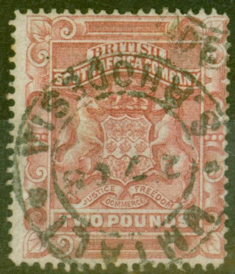 Collectible Postage Stamp from B.S.A.C Rhodesia 1892 £2 Rose-Red SG11 Fine Used