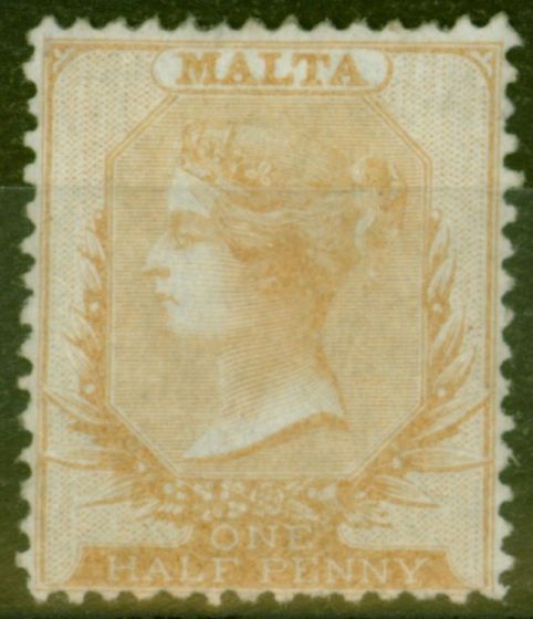 Rare Postage Stamp from Malta 1861 1/2d Buff SG3 Fine & Fresh Lightly Mtd MInt Ex-Sir Ron Brierley