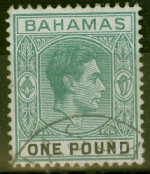 Collectible Postage Stamp from Bahamas 1944 £1 Grey-Green & Black SG157b V.F.U