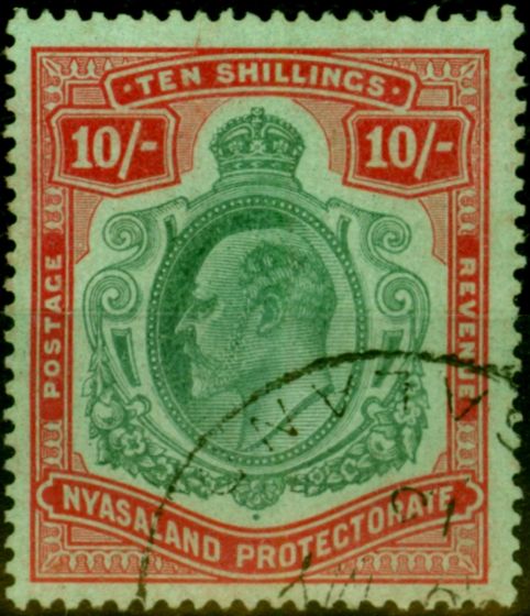 Collectible Postage Stamp from Nyasaland 1908 10s Green & Red-Green SG80 Superb Used