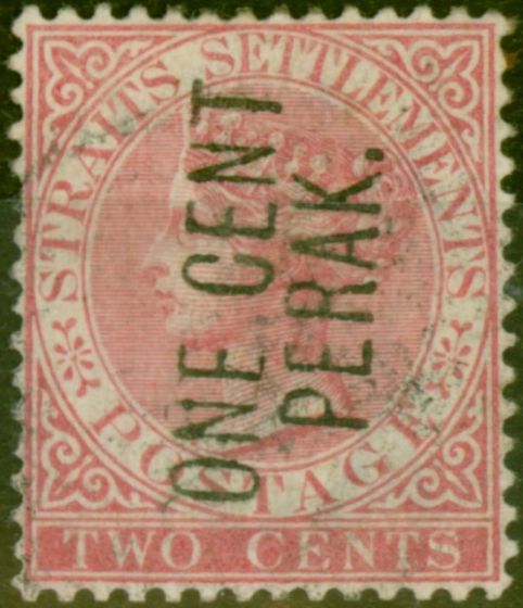 Valuable Postage Stamp from Perak 1886 1c on 2c Pale Rose SG26 Good Used