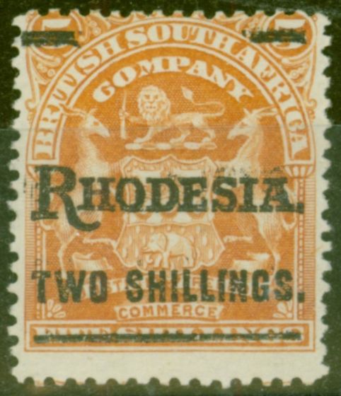 Valuable Postage Stamp from Rhodesia 1909 2s on 5s Orange SG118 Fine Mtd Mint