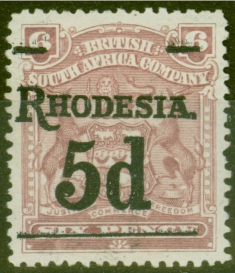 Collectible Postage Stamp from Rhodesia 1909 5d on 6d Reddish Purple SG114 Fine Mtd Mint