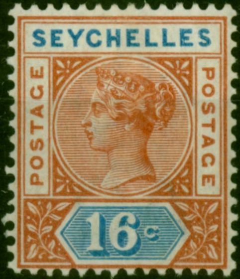 Seychelles 1890 16c Chestnut & Blue SG6 Fine & Fresh LMM  Queen Victoria (1840-1901) Collectible Stamps