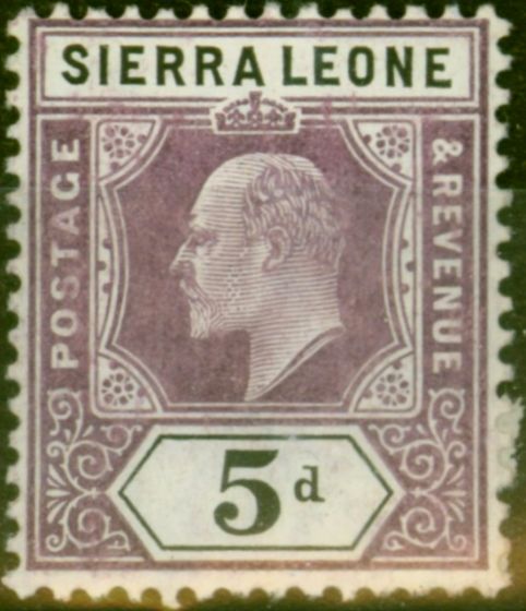 Valuable Postage Stamp Sierra Leone 1905 5d Dull Purple & Black SG93 Fine MM 2