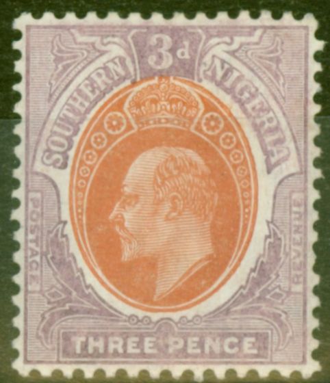 Collectible Postage Stamp from Southern Nigeria 1907 3d Orange-Brown & Brt Purple SG25 Fine Mtd Mint