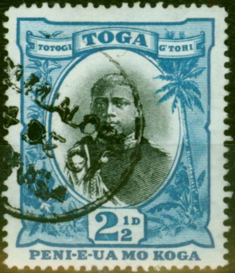 Collectible Postage Stamp Tonga 1897 2 1/2d Black & Blue SG43a 'No Fraction Bar' Fine Used