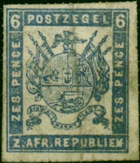 Old Postage Stamp Transvaal 1870 6d Ultramarine SG19 Ave MM