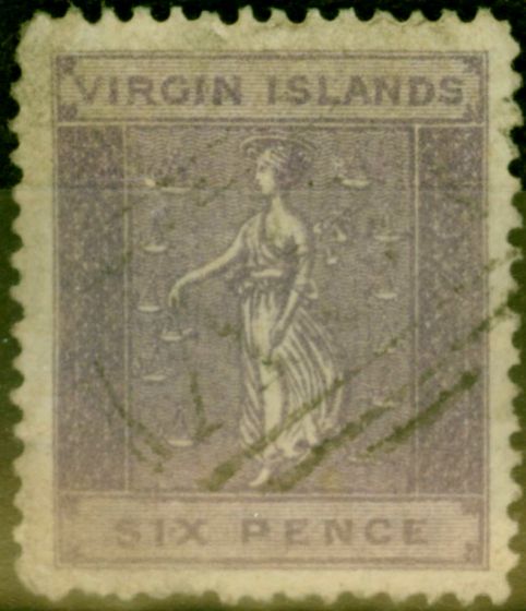 Collectible Postage Stamp from Virgin Islands 1887 6d Dull Violet SG38 Good Used