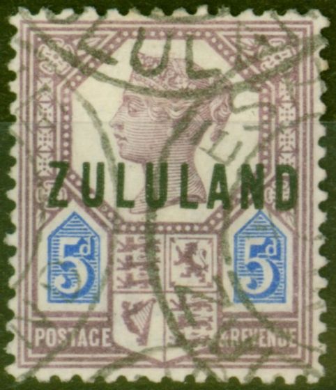 Valuable Postage Stamp from Zululand 1893 5d Dull Purple & Blue SG7 Fine Used