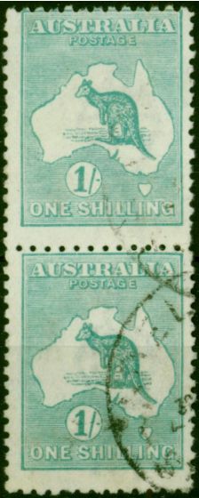 Australia 1920 1s Blue-Green SG40b Die IIb Fine Used Vert Pair . King George V (1910-1936) Used Stamps