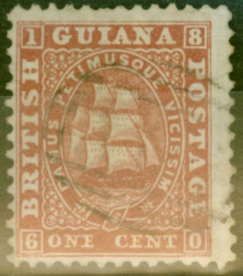 Rare Postage Stamp from British Guiana 1861 1c Reddish Brown SG40 Fine Used Ex-Fred Small & Sir Ron Brierley