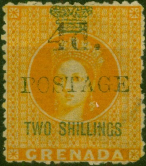 Grenada 1888 4d on 2s Orange SG41a 'Upright d' Fine MM with Philatelic Foundation Certificate Rare  Queen Victoria (1840-1901) Rare Stamps