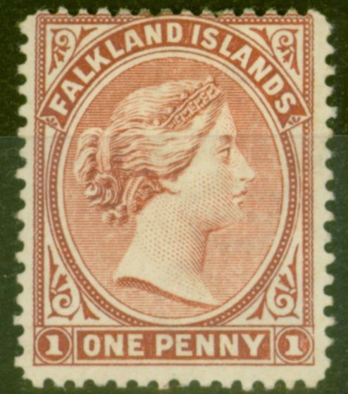 Old Postage Stamp from Falkland Islands 1891 1d Orange Red-Brown SG18 Fine Mtd Mint