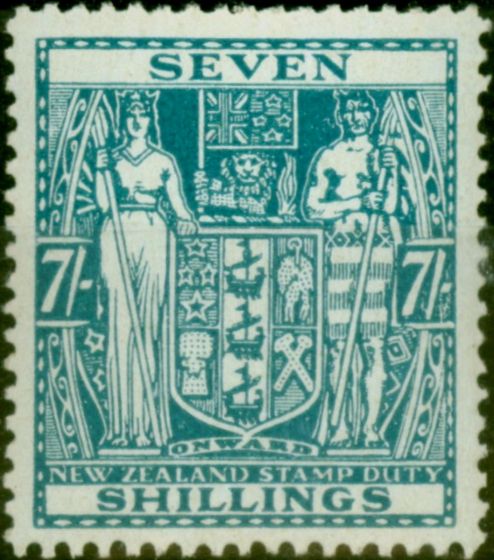 Valuable Postage Stamp New Zealand 1940 7s Pale Blue SGF197 V.F MNH