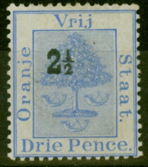 Valuable Postage Stamp from Orange Free State 1897 2 1/2d on 3d Ultram SG82a Roman 1 & Antique 2 in Fraction Good Mtd Mint
