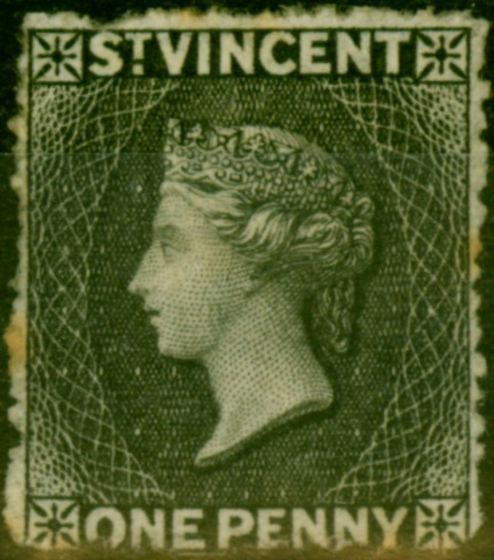 Old Postage Stamp from St Vincent 1871 1d Black SG15 Fine Unused Stamp