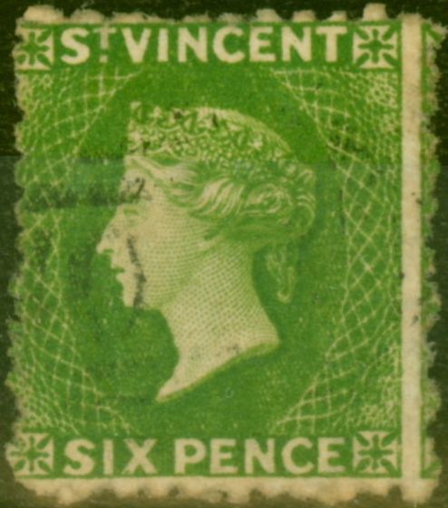 Collectible Postage Stamp from St Vincent 1880 6d Bright Green SG30 Used Fine