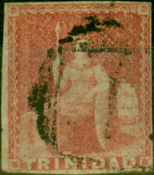 Valuable Postage Stamp from Trinidad 1855 (1d) Brick-Red SG8 Fine Used