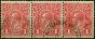 Australia 1917 1d Rose-Red SG21cd Fine Used Strip of 3 'Norfolk Island Cancel' Scarce Usage . King George V (1910-1936) Used Stamps