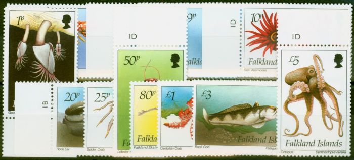 Old Postage Stamp from Falkland Islands 1994 Marine Life Set of 12 SG701-712 V.F MNH