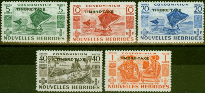 Collectible Postage Stamp from New Hebrides French Inscribed 1953 Postage Due Set of 5 SGFD92-FD96 V.F LMM