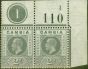 Rare Postage Stamp from Gambia 1921 2d Grey SG111 Fine MNH Pl 1 Pair