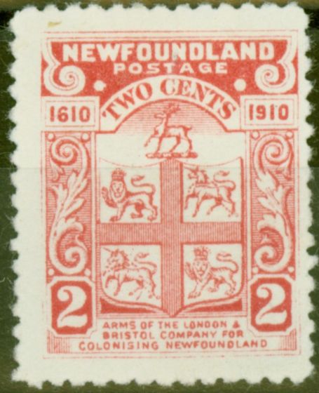 Collectible Postage Stamp from Newfoundland 1910 2c Rose-Carmine SG96 Fine Mtd Mint