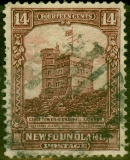 Old Postage Stamp from Newfoundland 1928 14c Brown-Purple SG174 Good Used