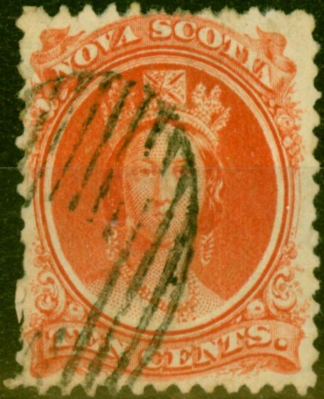 Valuable Postage Stamp from Nova Scotia 1860 10c Vermilion SG28 Good Used