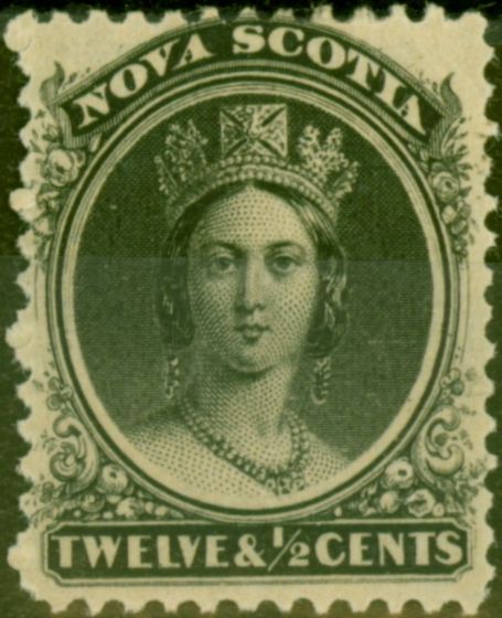 Rare Postage Stamp Nova Scotia 1860 12 1/2c Black SG17 Fine MM